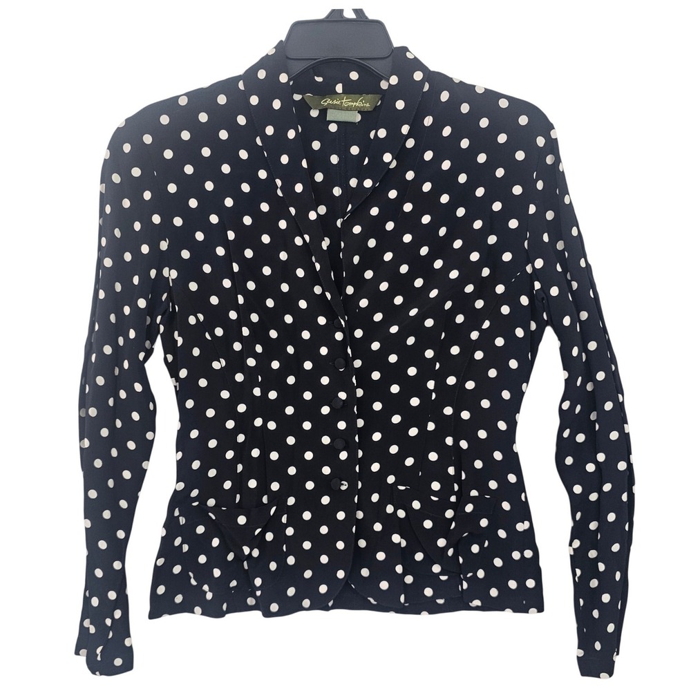 Susie Tompkins Esprit de Corp Vintage Polka Dot Blazer and Skirt Set Black White